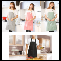앞치마 목걸이형 길이조절 원피스 셰프 미니앞치마 줄무늬 스트라이프 바리스타 어린이집 공방, 3허리미니앞치마 - 블랙