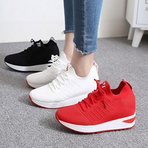 캐주얼 여성 속굽 키높이 7cm 니트 메시 패션 스니커즈 운동화