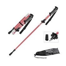 스키폴대 스키폴 접이식 길이조절 스키장비 스키용품스틱 트레킹 폴 텔레스코픽 배턴 북유럽 알루미늄 스키 캠프 하이킹 폴 목발 워킹 지팡이, 빨간색