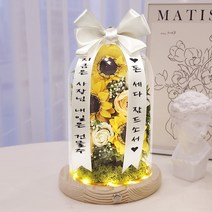 미니 축하화환 해바라기 유리돔 개업화환 개업화분 승진 환갑 집들이 비누꽃 꽃다발 선물, 생신