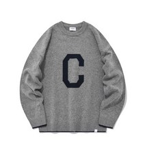 커버낫 램스울 C 로고 크루넥 니트 멜란지 그레이