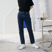 버튼 인밴딩 워싱진(블루) 청바지.