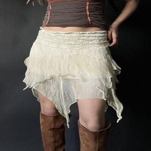 PLEATED 스커트 주름 치마바지 피부 페어리코어 불규칙한 미니 귀여운 짧은 휴일 하라주쿠 천