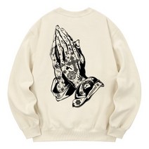 남자 여자 맨투맨 스웨트 셔츠 칸6312 KMC0009 염원 기모 - 크림