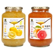 씨밀레 봉밀 유자차 2kg+꿀자몽차 2kg 유자청 / 자몽청 2키로 2병, 2kg, 2세트