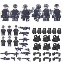 레고호환 K119D SWAT 특공대 6종 캐릭터 미니 피규어 경찰 각종 무기 블럭 조립완구