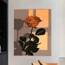 감성 그림 꽃 유화diy 수제화 페인팅에 컬러링 장식 힐링, 꽃가지가 맵시 2, 세트 우드 조립테두리, 60x75cm 탱탱한 원목