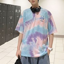 이지핏 남자 타이타이 스타일 번짐 나염 라운드 반팔티 남녀공용티셔츠 여자오버핏반팔 남자데일리티셔츠 남자의류쇼핑몰 여름여행커플룩 시밀러룩티셔츠 루즈핏반팔티 10대유니크 남자대학생스트릿룩 스트리트패션 키작은남자코디