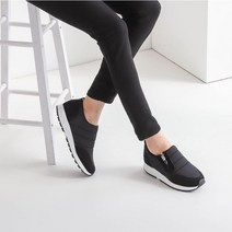 블랙 패딩 스웨이드 슈즈 지퍼 슬립온 운동화 슬리본 슈즈