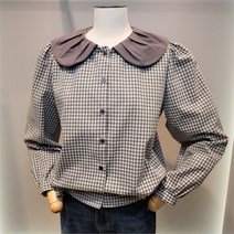 데이텀 카라배색체크블라우스(DABW22N30)