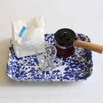 법랑 점박이 마블 트레이 캠핑 카페 쟁반, 그레이