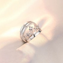 RC43SET Silver 십자가와 티아라 은반지 커플링