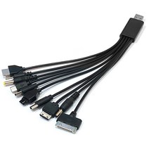 10 in 1 멀티 커넥터 케이블 18핀 30핀 마이크로 미니 5핀 3.5mm 4mm 노키아 4파이 psp 30핀 라이트닝 삼성 구형 핸드폰 충전지원, 1개, 23cm
