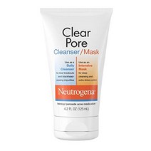 neutrogena clear pore 2 in 1 페이셜 클렌저카올린 앰프 포함 안면 마스크 벤토나이트 클레이 앰프 3.5 벤조일 퍼옥사이드 여드름 치료 약물 매일 세안 앰프 샤