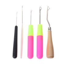 래치훅 스킬자수 털실자수 십자수 DIY 스킬 자수 Latch Hook 도안 MIUSIE 5 개 대 플라스틱 크로 셰 뜨개질 바늘 꼬기 래치 후크 제직 머리 Dreading 손
