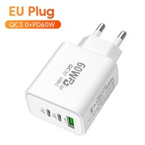 C타입 고속충전기 Olaf-PD 60W USB C 고속 충전기 아이폰 호환 샤오미 화웨이 삼성용 3.0 휴대폰 어댑터, 01 60W EU White