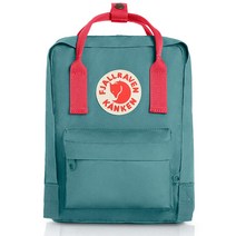 Fjallraven Kanken 세련된 디자인의 클래식 가방 워터프루프 디자인 7L/16L/20L 성인 및 어린이용 Frost Green- 핑크 멜빵