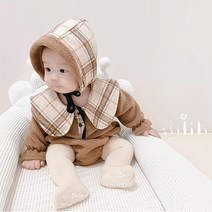 [당일발송] 아기 겨울 옷 외출복 돌 백일 신생아 우주복 체크 카라 바디슈트 기모 바디수트