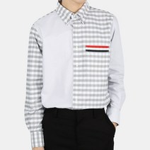 디몬트 22 S/S 톰브라운 남성 멀티체크 삼선포켓 클래식핏 셔츠(그레이) MWL331F 04569 035