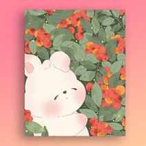 캐릭터 토끼 꽃 DIY 보석십자수 세트 캔버스형 큐티 동물 일러스트 새해 기념 선물용 장식 소품 액자없음 비즈 큐빅 구슬 수제공예 만들기세트, 꽃 속에서 잠자는 토끼-02, 40cm*80cm