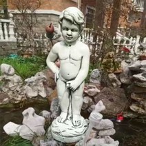 유럽식 정원 장식 물레방아 오줌싸개 동상 연못 조경, 어두운 회색