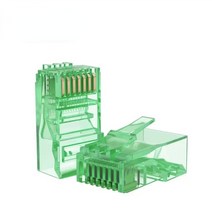 100 개 RJ45 이더넷 케이블 모듈 플러그 네트워크 커넥터 RJ-45 크리스탈 헤드 Cat5 컬러 Cat5e 골드 도금, 03 Green_01 100 PCS