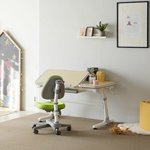 위드그로우 스마트 2.0 높이각도조절 책상+지니의자 Y302S SET, 책상블루+의자그린+의자커버오렌지