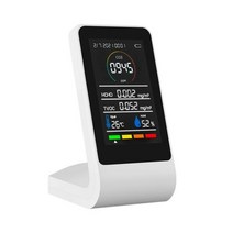 일산화탄소측정기 휴대용 캠핑 가스 경보기 5 IN 1 HCHO TVOC CO2 측정기 디지털 온도 습도 테스터 LCD 디스플레이 이산화탄소 감지기 대기 질 모니터, 백색 반도체