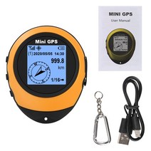 야외 스포츠용 컴퍼스 여행 하이킹 미니 GPS 내비게이션 위성 포지셔너 버클 포함 휴대용, 주황색