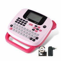 로드메일코리아 휴대용 라벨프린터 LMK-1000 라벨기+어댑터+라벨지, 1set, LMK-1000핑크+아답터