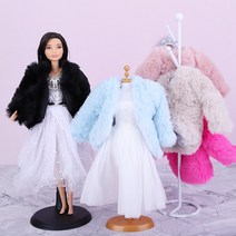 짱패브릭 인형) 밍크코트 바비 포피파커 리카 밍크코트 퍼 코트, 블랙