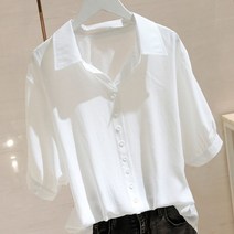 배색 롤업 린넨 셔츠 슬림 크롭 여자 박시핏 셔츠 블라우스 스퀘어넥 포켓