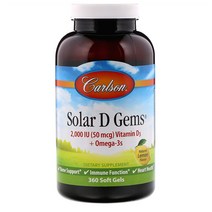 칼슨 랩스 솔라 젬스 비타민 D3 오메가3S 레몬 Carlson Labs Solar D Gems Vitamin Ci Ep 360정