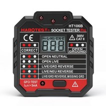테스터 검전기 Habotest HT106 Digital Display Socket Tester Polarity Phase Check Detector Voltage Test Elec, 01 HT106B(US Plug)