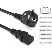 프로젝터 전원 케이블 1.2m10m 10ft 유로 플러그 iec c13 power extension cord for dell pc 모니터 프린터 xbox 360 Slim ps3 p, 1.8m