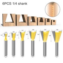 6mm 생크 1/4 도브테일 커터 조인트 라우터 비트 세트 1 개 또는 6 개 3/8 '1/2
