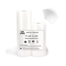 Wevac 진공포장 백 8x50 11x50 롤 식품 보호기용 2팩 Seal a Meal Weston. 상업 등급 BPA 없음 헤비 듀티 진공 보관 식사 준비 또는 수비, 8 x 50 11 x 50