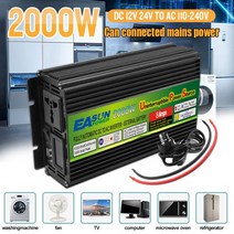 순수 정현파 인버터 Easun 전원 800W 1000W 2000W UPS 수정 된 사인파 DC 12V AC 220V 3 단계 충전 자동차 스마트 팬