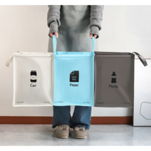 컬러 3단 타포린 분리수거함 재활용 가정용 다이소 리사이클 봉투용 이케아 가방 자취, 중형3p