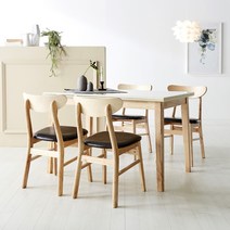 소티디자인 미네뜨 대리석 4인 원목 식탁세트, 내츄럴