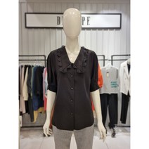 블루페페 레이스카라넥 텐셀 5부 반팔 블라우스 P222PSC941