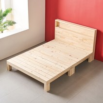 미엔우드 천연 편백나무 레드파인 통원목 침대 프레임 선반 수납 평상 3단 LED 매트리스 싱글 슈퍼싱글 더블 퀸 킹, 완조립 편백침대 수납헤드형(LED+USB), 혼합색상
