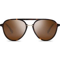 SOJOS Retro Aviator 편광 선글라스 여성용 남성용 Double Bridge Ladies Shades SJ2078, 01 호박색 거북