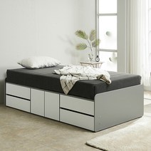 퍼즐 라운드형 높은 2단서랍침대 SS (도어중앙형1+서랍2), 그레이화이트