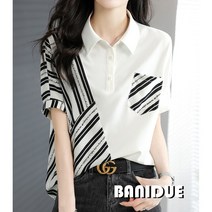 [바니드] 여성의류 여름반팔 패션 스트라이프 셔츠 티셔츠 0207