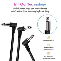 24 AWG 소음 방지 기타 효과 페달 플랫 패치 케이블 6 15 Cm 1/4 직각 커넥터 액세서리