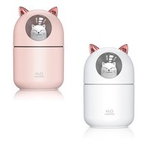 usb 미니 고양이 가습기 야옹이 가습기+필터3개 추가증정 7색상 무드등, 화이트