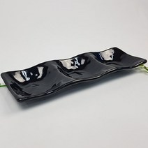 업소용 멜라민 직사각 3칸 32cm 흑색 VV 나눔접시 찬기 반찬, 업소용멜라민 직사각3칸 32cm 흑색