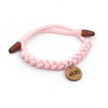 강아지 고양이 반려동물 목걸이 이름표 인식표, 나무팬던트, 16.솔리드(코튼)-베이비핑크