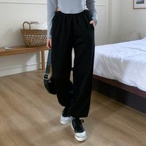 여자 아메카지 와이드 기모팬츠 데일리 밴딩 조거 바지